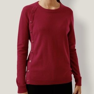 Jigsaw Plain Neat Button Side Jumper in Ruby XS